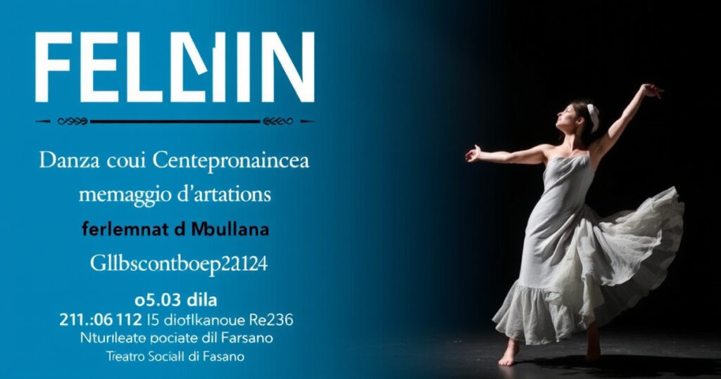 "Spettacolo di danza contemporanea in omaggio a Fellini e Rota al Teatro Sociale di Fasano, 13 aprile."