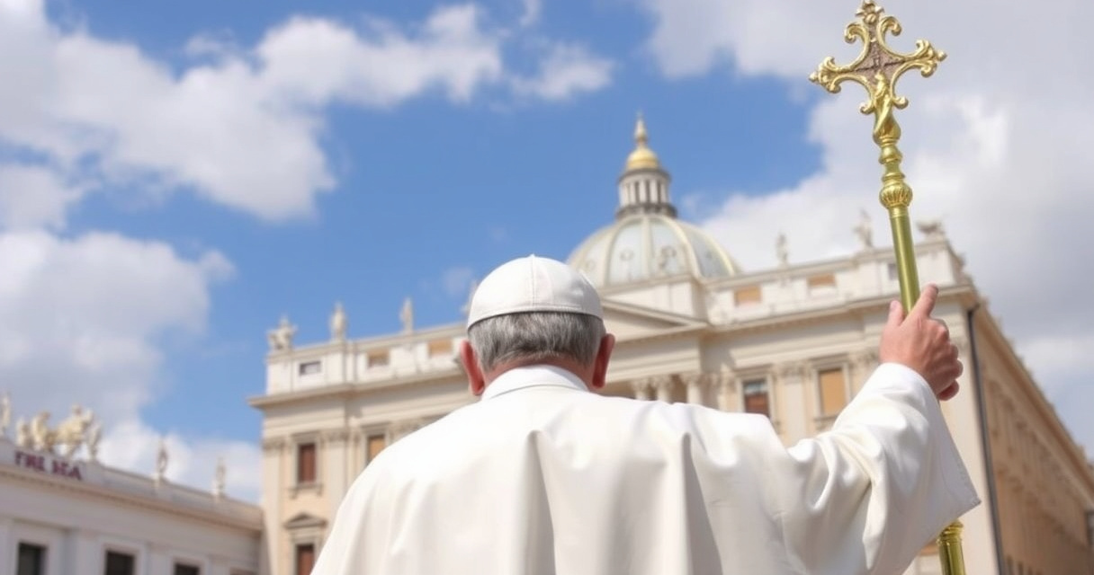 ALT: "Immagini aeree in diretta del feretro di Papa Francesco che lascia San Pietro durante le esequie."