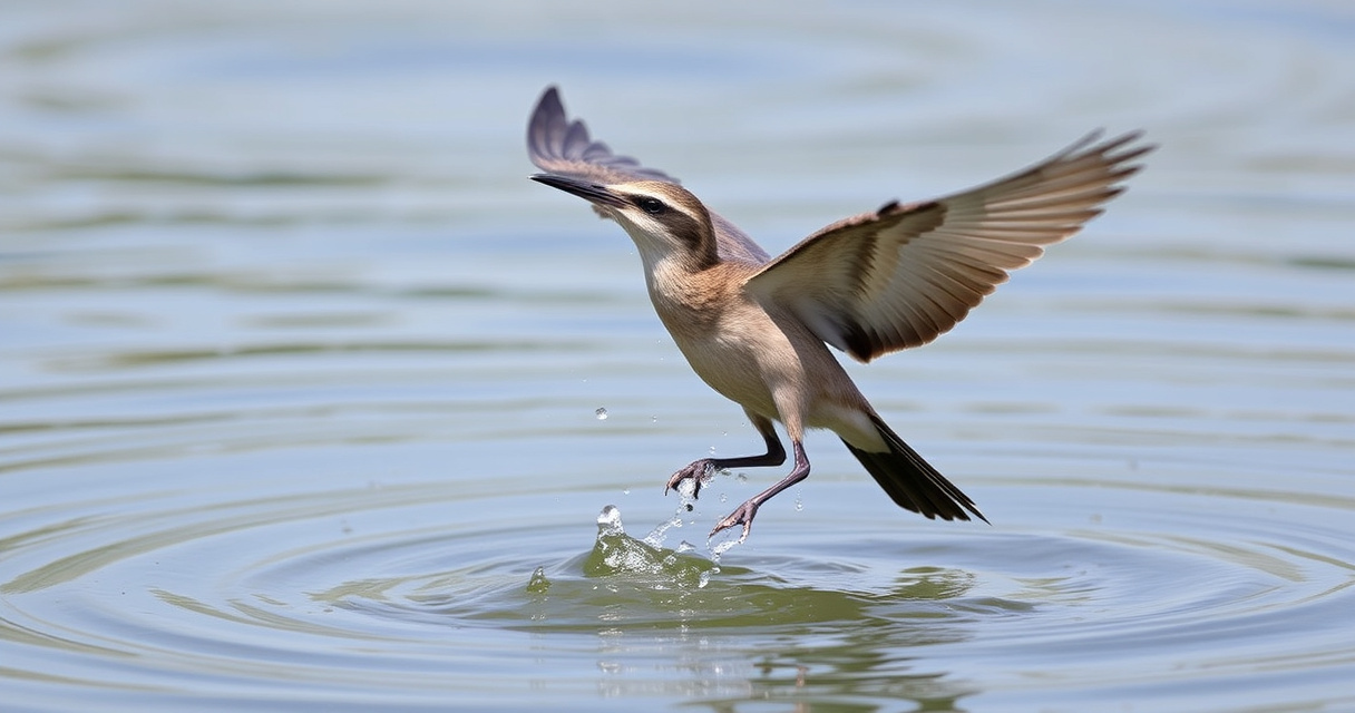 "Un pipistrello in volo che beve acqua, dimostrando la sua abilità multitasking."