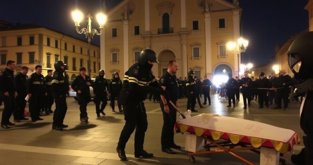 "Immagine della piazza a Monreale, scena della sparatoria che ha causato tre giovani morti e due feriti dopo una rissa."