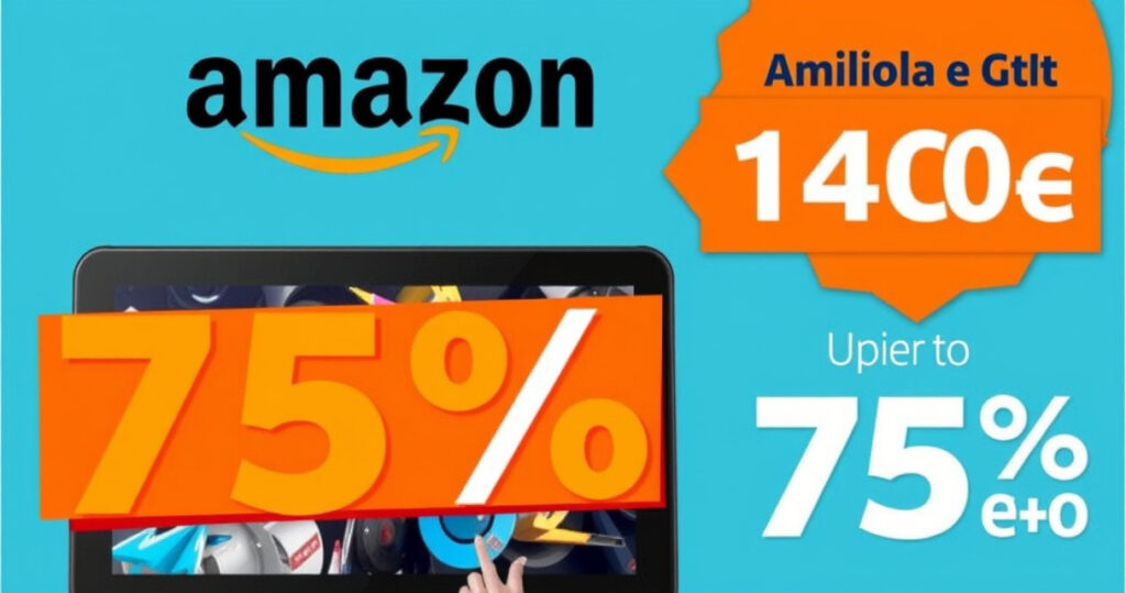 "Tablet in offerta su Amazon con sconto del 75%, risparmia 450 euro."