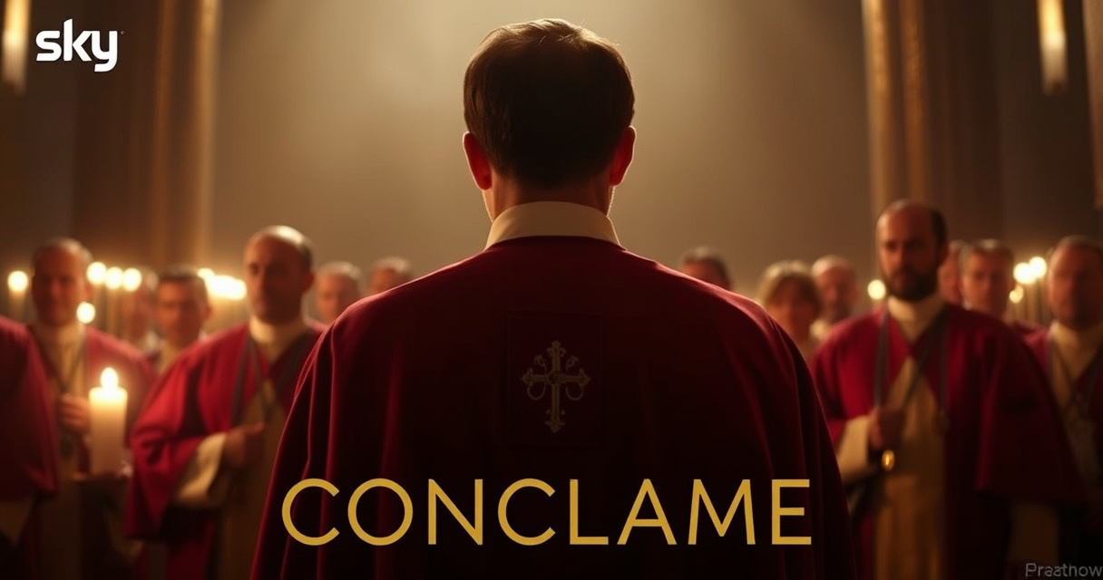 "Conclave, film vincitore dell'Oscar, disponibile in prima visione su Sky e NOW in 4K."