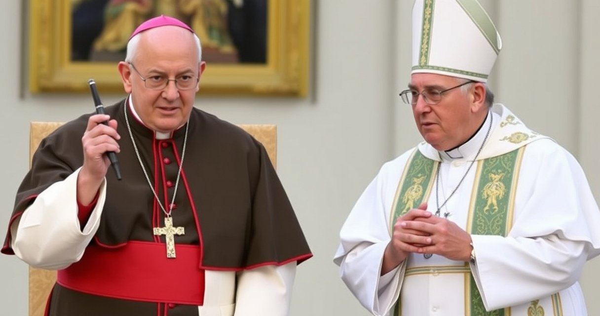 ALT: "Il cardinale spagnolo Artime sfida i cardinali italiani Parolin e Pizzaballa nel conclave del 7 maggio."