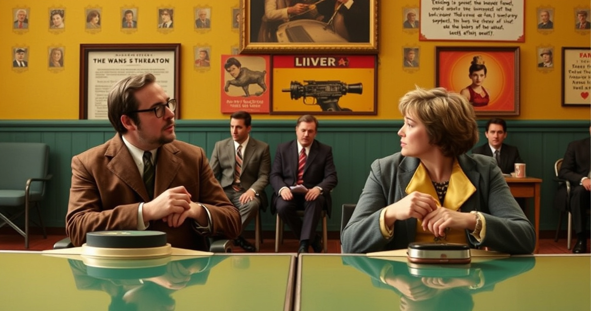 "Immagine di Wes Anderson mentre discute le sfide politiche contemporanee nel suo ultimo film."