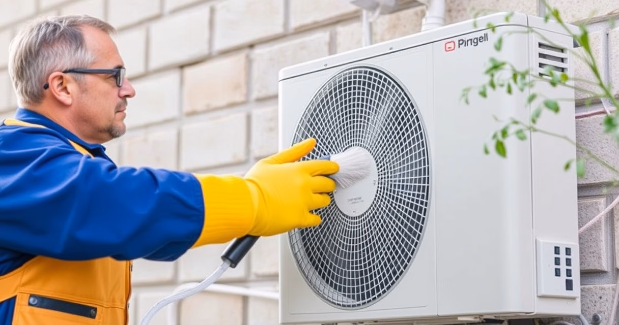 ALT: "Guida alla pulizia dell'unità esterna del climatizzatore per migliorare l'efficienza e la durata."