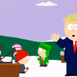 "Tim Cook satirizzato in South Park con targa a Trump, riflettendo la critica politica contemporanea."